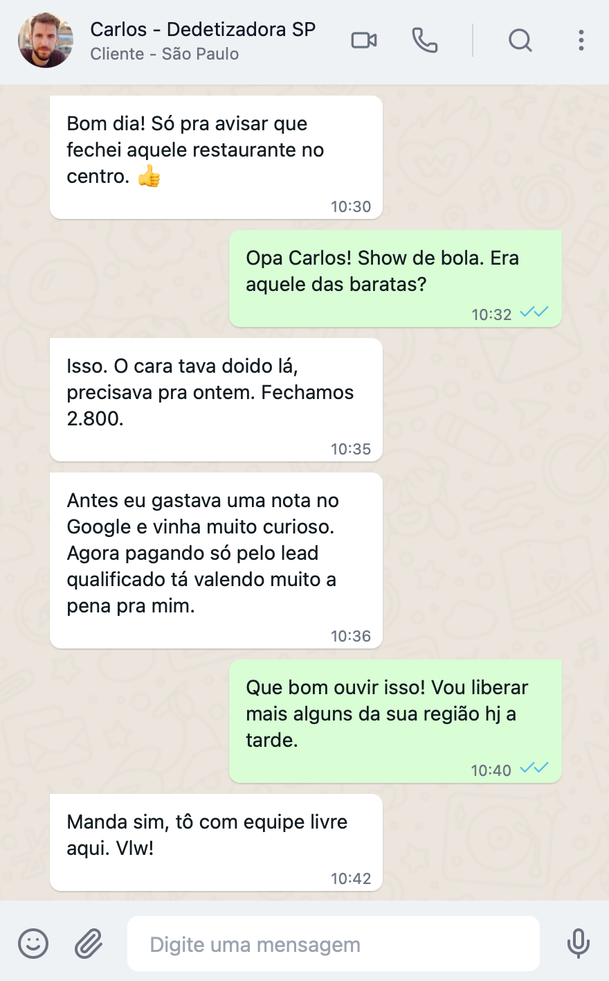 Carlos - Dedetizadora SP - R$ 2.800